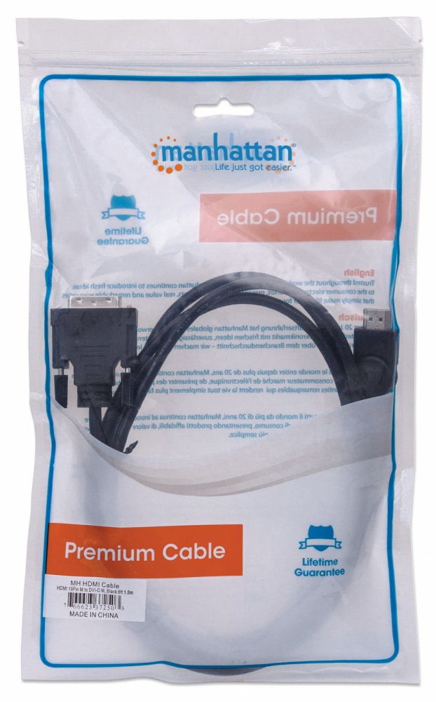 Cable Manhattan para Monitor HDMI Macho a DVI-D 24+1 Macho Enlace Dual 1.8 Metros