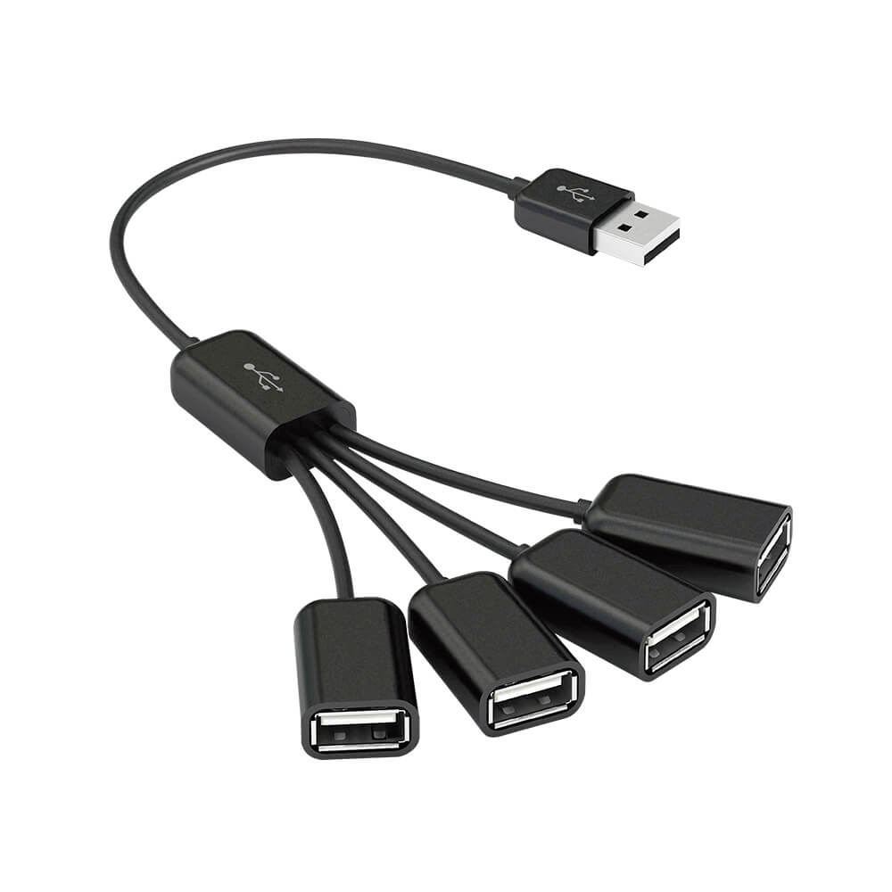 Cable Vorago HUB HU-101 USB 2.0 4 Puertos Negro con extensión 1m