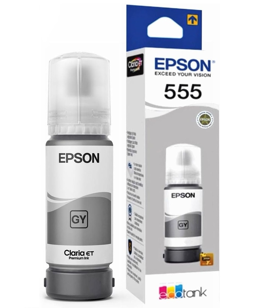 Tanque De Tinta Epson T555 Color Gris 70ml Para EcoTank L8180 L8160