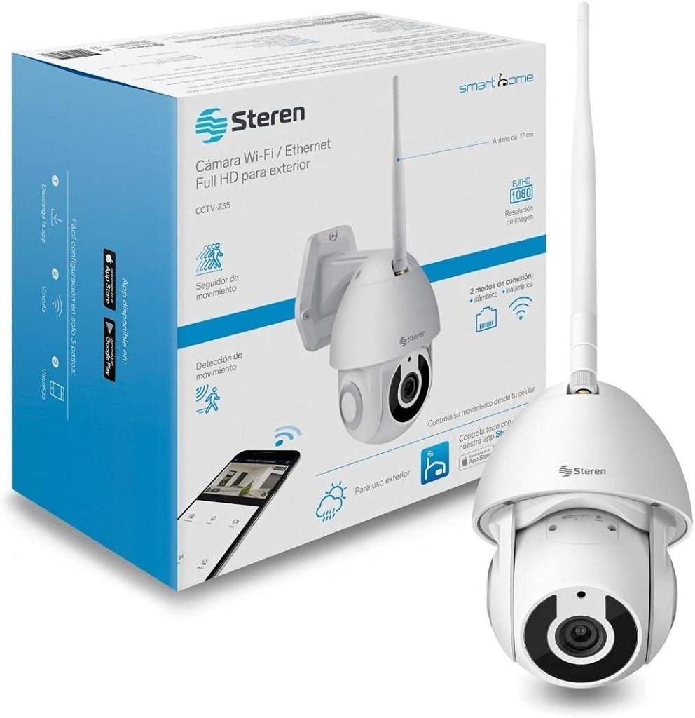 Cámara Smart WiFi Domo para Exteriores Steren CCTV-235 Inalámbrico 1920x1080 Pixeles Día/Noche