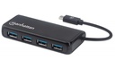 Hub USB Manhattan USB C 3.2 Macho - 4x USB 3.2 Hembra 5000 Mbit/s