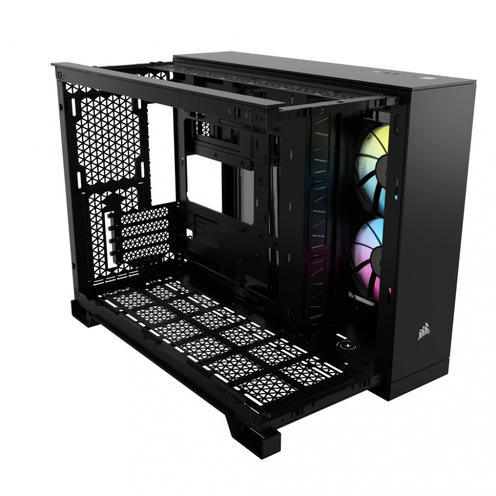 Gabinete Corsair iCUE LINK 2500X RGB con Ventana Micro-Tower Mini-ITX/Micro ATX USB 3.1 sin Fuente 2 Ventiladores RGB Instalados