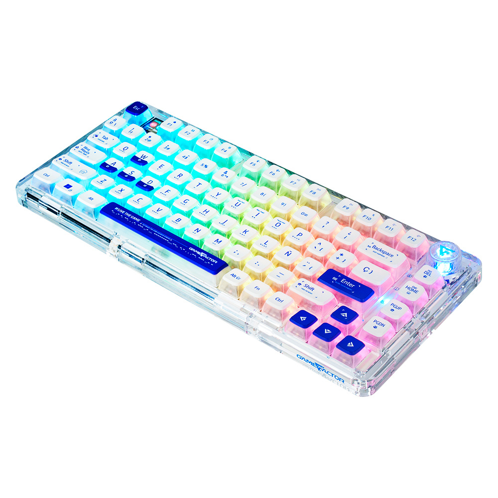 Teclado Mecanico Gamer Game Factor KBG800 RGB 60%  Switch Gray Inalámbrico Español