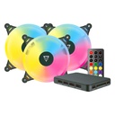 Kit de 3 Ventiladores Ocelot Gaming OFKIT-2 ARGB 120mm 1200RPM Incluye Controlador