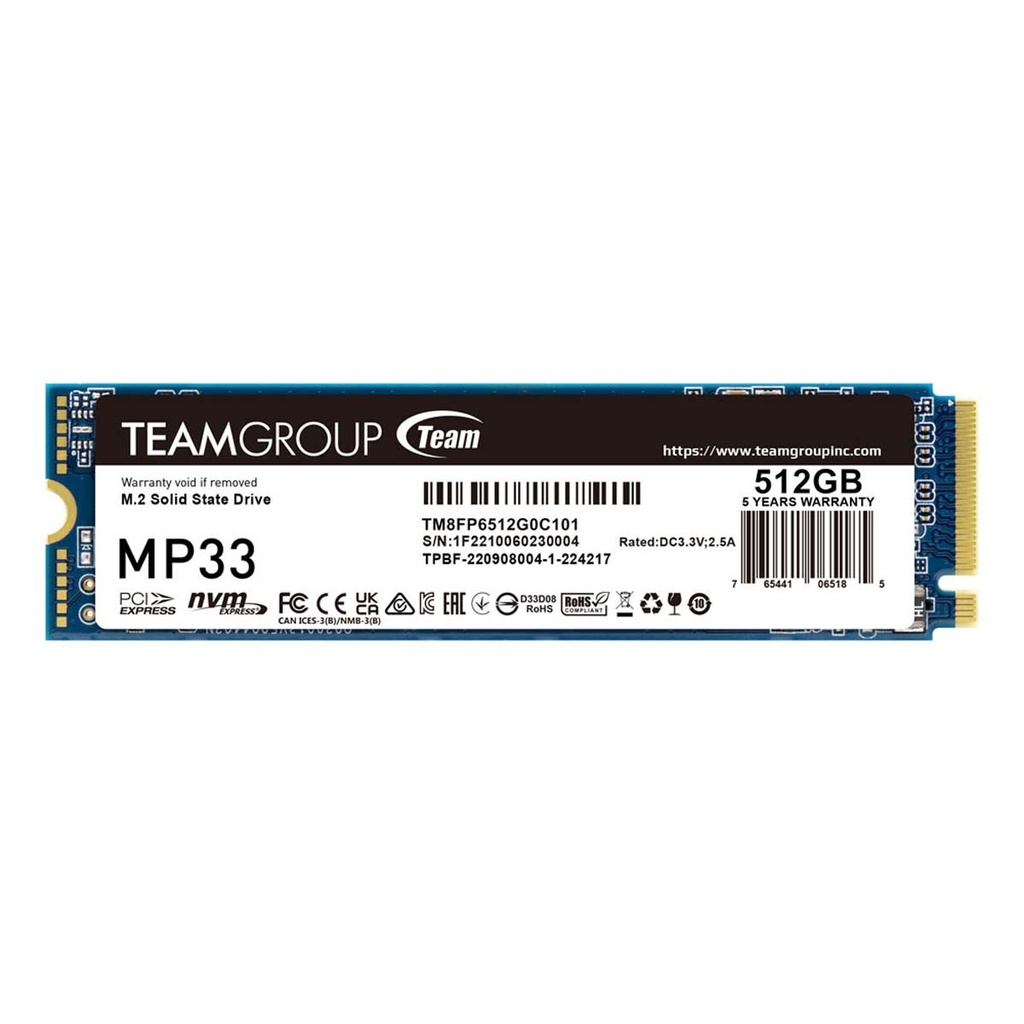 Unidad De Estado Solido SSD Team Group MP33 NVMe 512GB PCI Express 3.0 x4 M.2