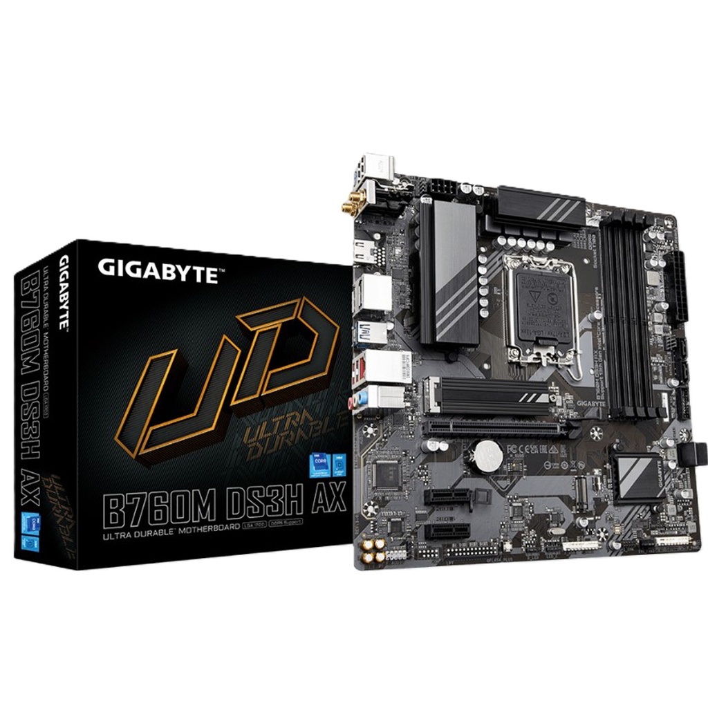 Tarjeta Madre Gigabyte B760M DS3H AX LGA 1700 4x DDR5-SDRAM Micro ATX Wifi HDMI 2x DisplayPort