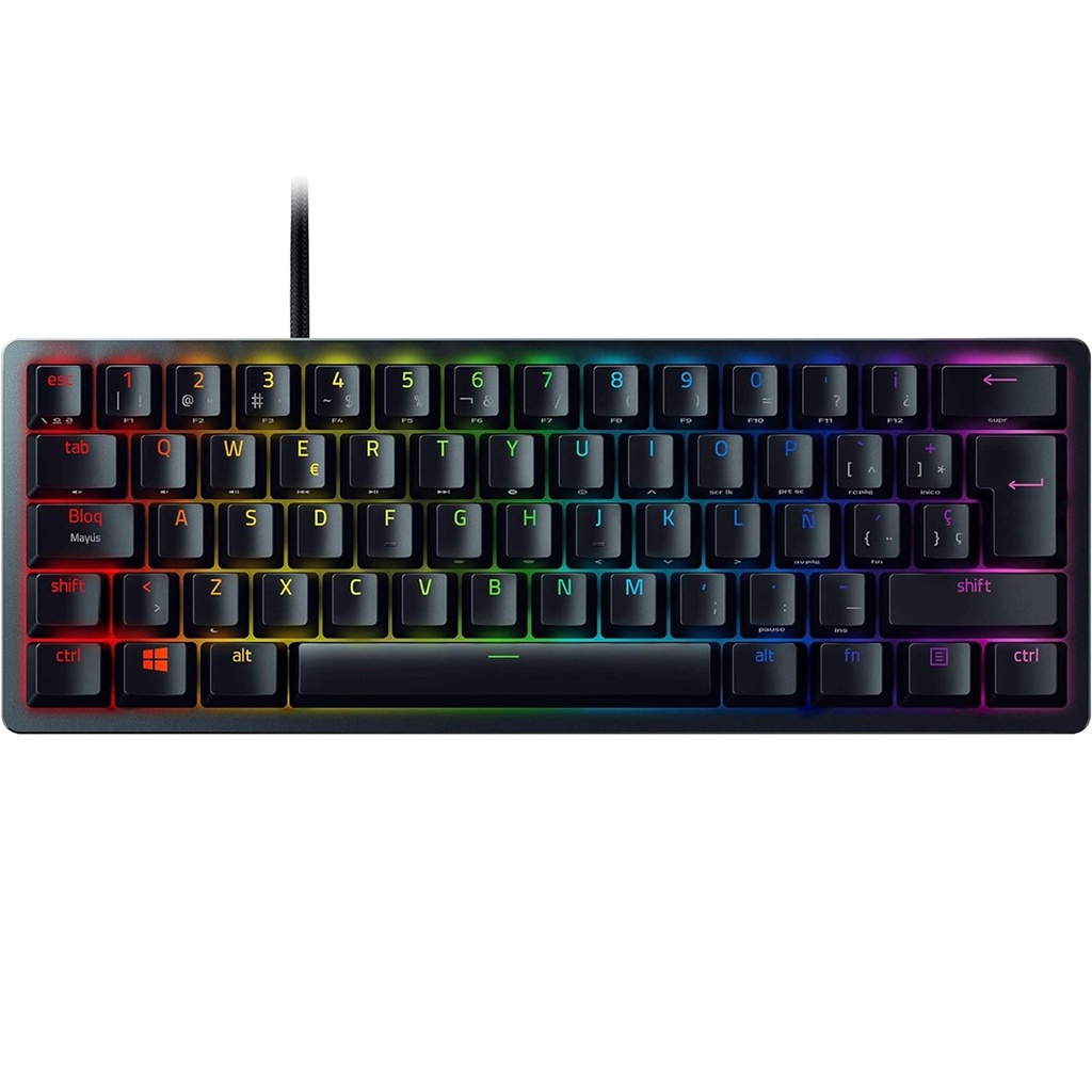 Teclado Mecánico Gamer Razer Huntsman Mini 60% RGB Switch Óptico Purple Alámbrico Español