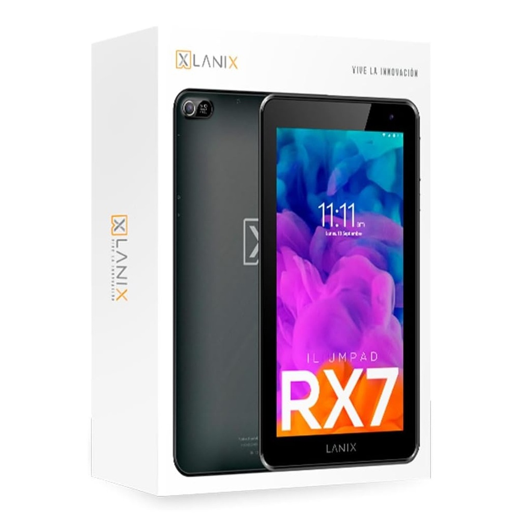 Tableta Lanix Ilium PAD RX7 V4 7" 1020x600 TN 4+32GB 0.3+2MP Android 14 Procesador RK3562 24000mAhc