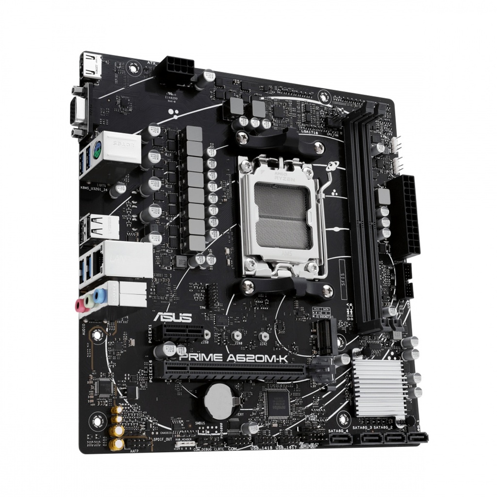 Tarjeta Madre Asus PRIME A620M-K 2xDDR5 96GB 6400Mhz HDMI VGA PCIe 4.0 M.2 S AM5 Ryzen mATX