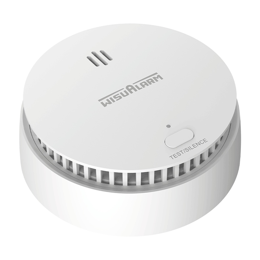 Detector de Humo Inalambrico Dahua DHI-HY-SA30A-R8 Interconectable Hasta 24 Disp Sensor Fotoeléctrico Sonido de Alarma de 85dB Alarma Visual y Audible