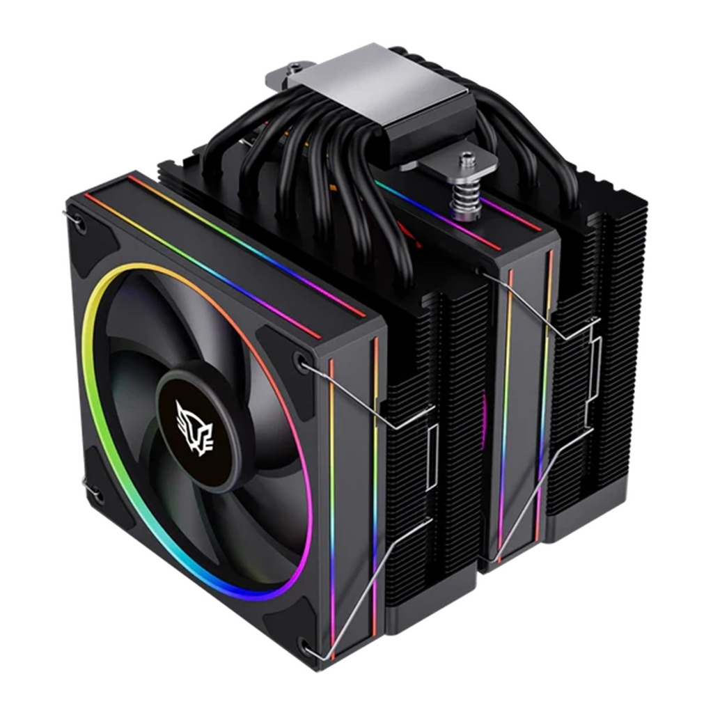 Ventiladore Balam Rush Heliux Pro HEX70 Doble Disipador  ARGB TDP 270W AMD e Intel Hidrodinámico 6 Pipas 2 Ventiladores Conector PWM y ARGB Ruido 37.1 dB