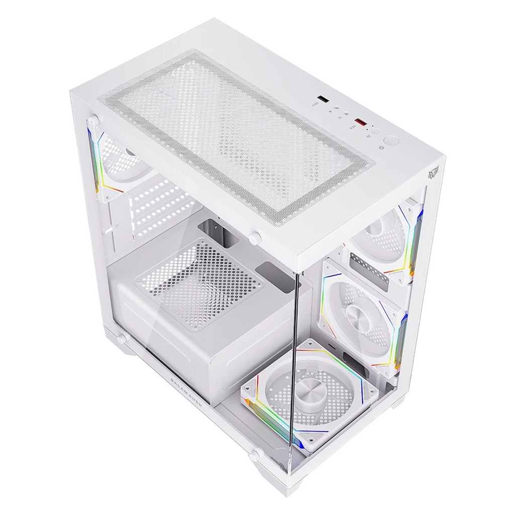Gabinete Balam Rush Tank Perform 3600 Mini-Tower Micro-ATX/Mini-ITX USB 2.0/3.0 sin Fuente 4 Ventiladores Instalados