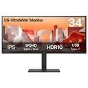 Monitor QHD IPS Curvo LG 34" 3440x1440 USB C RJ45 100 Hz Altavoces y Soporte Ajustable
