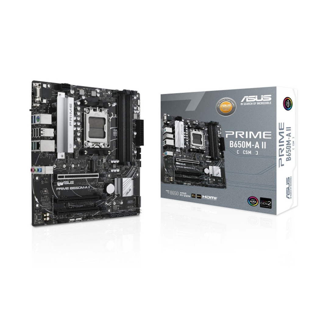 Tarjeta Madre Asus PRIME B650M-A AX II-CSM S-AM5 4x DDR5 HDMI DisplayPort VGA PCI-e-4.0 Wifi6 Micro ATX