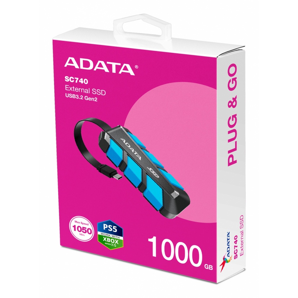 Disco Duro Externo Adata SC740 2.5" 1TB USB C 3.1 Resistente a Golpes Para Xbox Series X|S