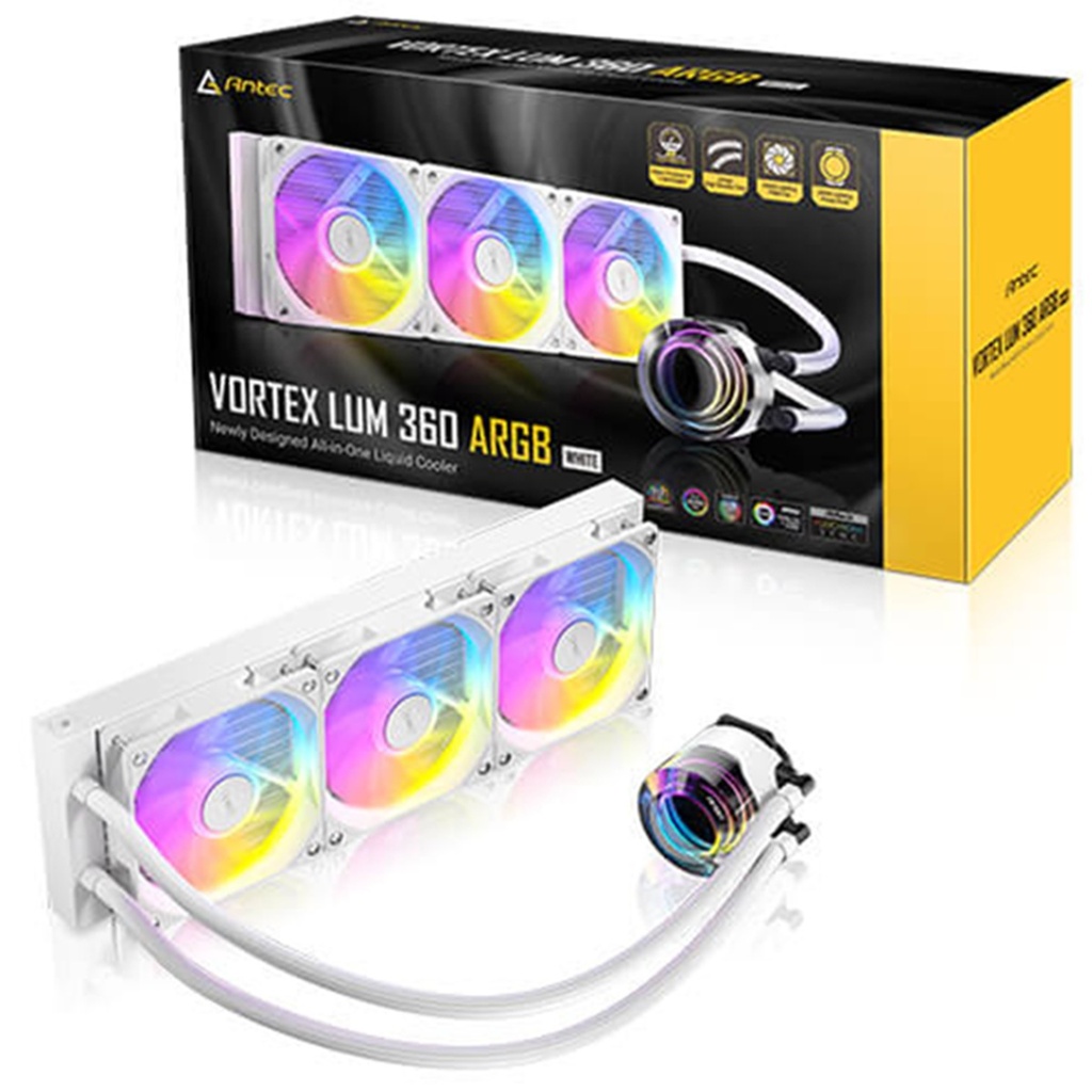 Enfriamiento Líquido Para CPU Antec VORTEX LUM 360 WHITE ARGB 3x 120mm Hasta 1800RPM