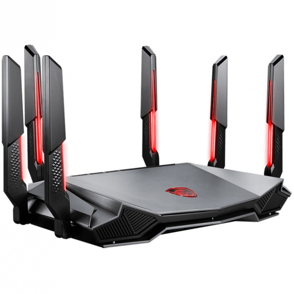 Router MSI Radix AXE6600 Wifi 6E Tri-Band Gaming Router 6GHz 6600MBPs 4 Core 1.8GHz 6 Antenas