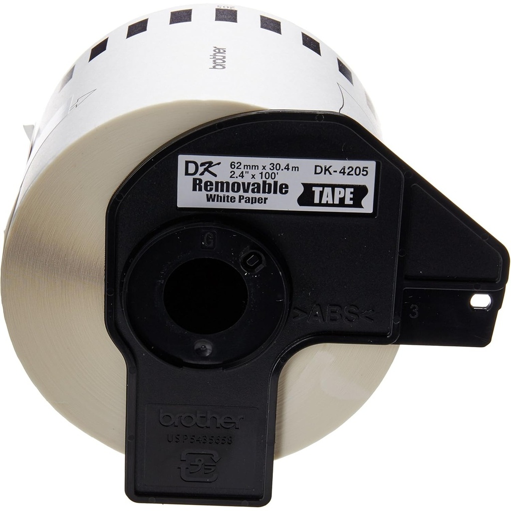 Rollo de Cinta de Papel Removible Blanco Brother DK-4205 62mm