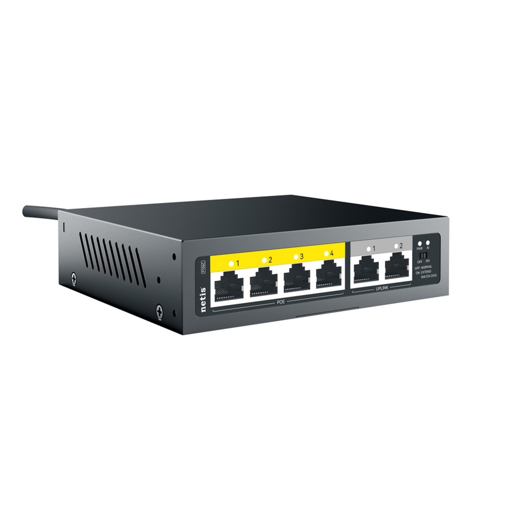 Switch Netis Gigabit Ethernet 10/100/1000 Mbps P106 6 Puertos Puertos SFP Puertos SFP+Puertos QSFP28+Puertos QSFP+ 100W 2 Gbit/s 2000 Entradas No Administrable 