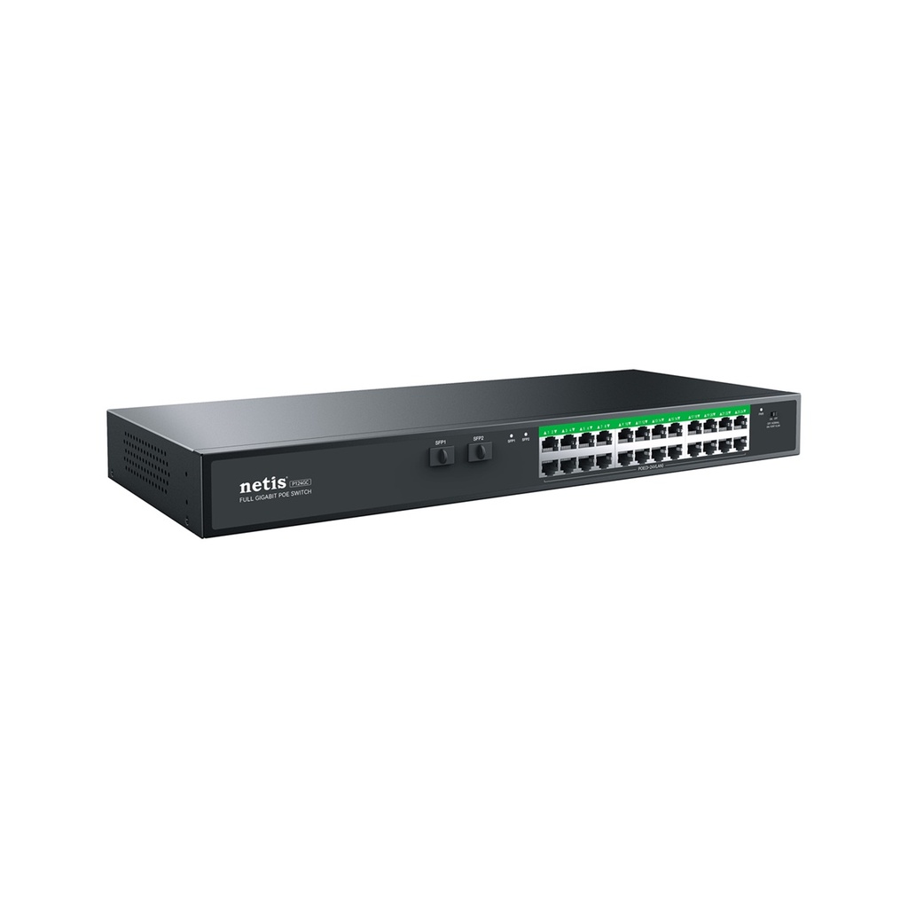 Switch POE Netis P124GC 24 Puertos POE 2 Puertos SFP 360W 1000 Mbps No Administrable