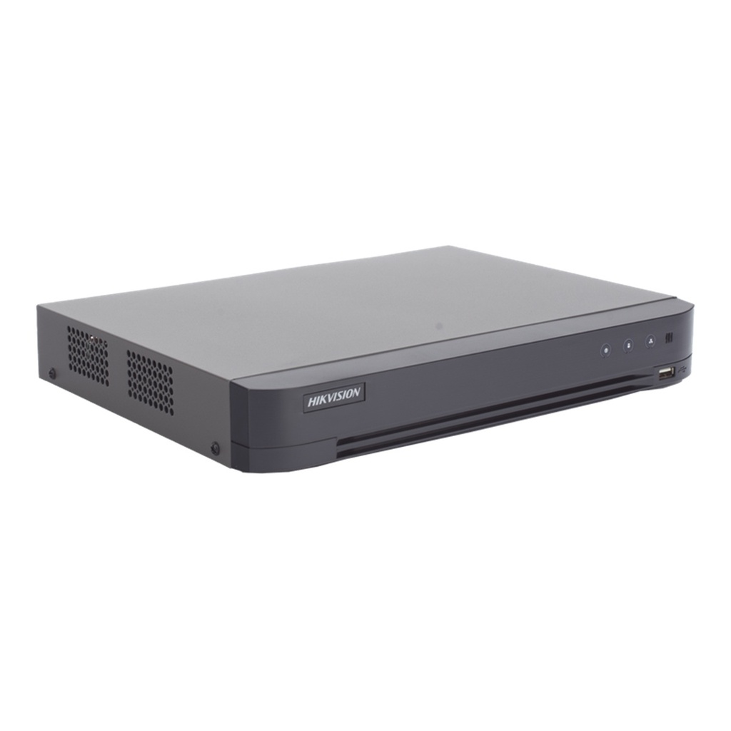 DVR 8 Canales TURBOHD + 8 Canales IP 4K Audio por Coaxitron ACUSENSE Reconocimiento Facial 1 Bahía de Disco Duro Alarmas I/O Salida de Video en 4K H.265+