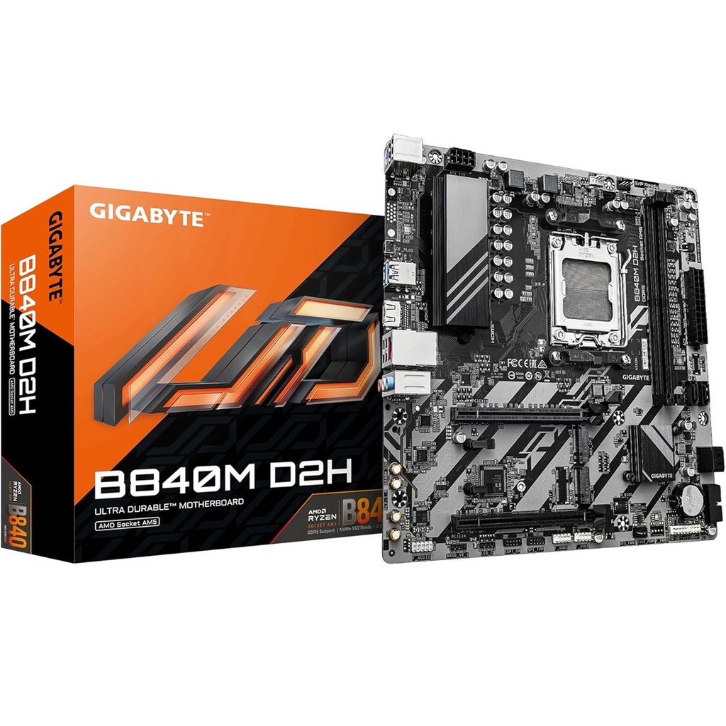 Tarjeta Madre Gigabyte B840M D2H Micro-ATX AM5 AMD B840 128GB DDR5 HDMI Para AMD 
