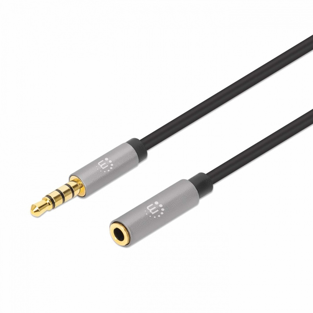 Cable Extensión Auxiliar Manhattan 356039 3.5mm Macho - 3.5mm Hembra 2 Metros
