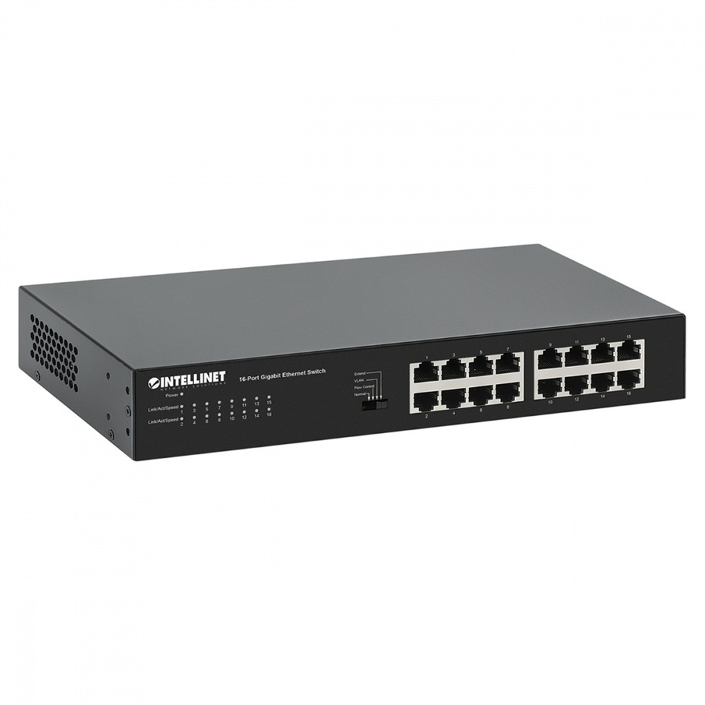 Switch Intellinet Gigabit Ethernet 561815 16 Puertos 10/100/1000Mbps 32 Gbit/s 8.192 Entradas No Administrable 