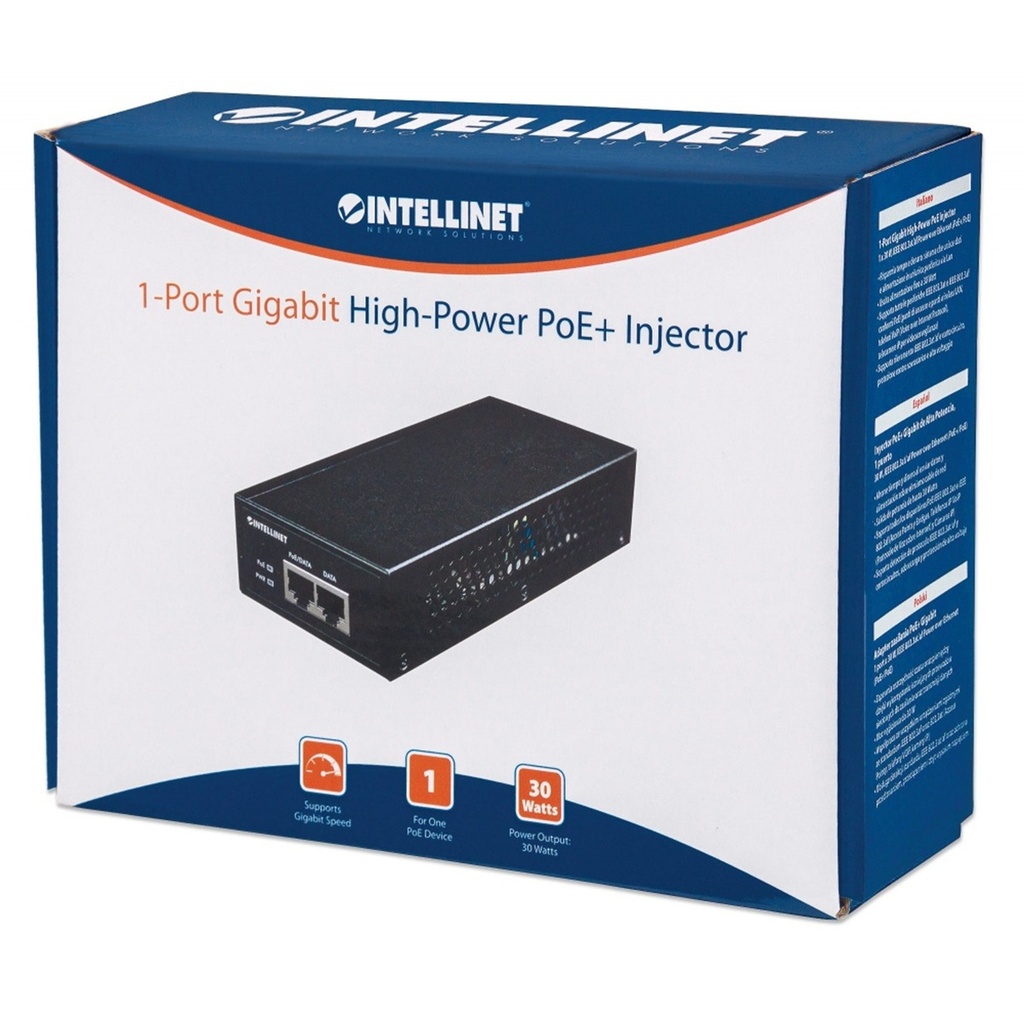Inyector de Corriente PoE Gigabit Intellinet 560566 42W 2x RJ-45 
