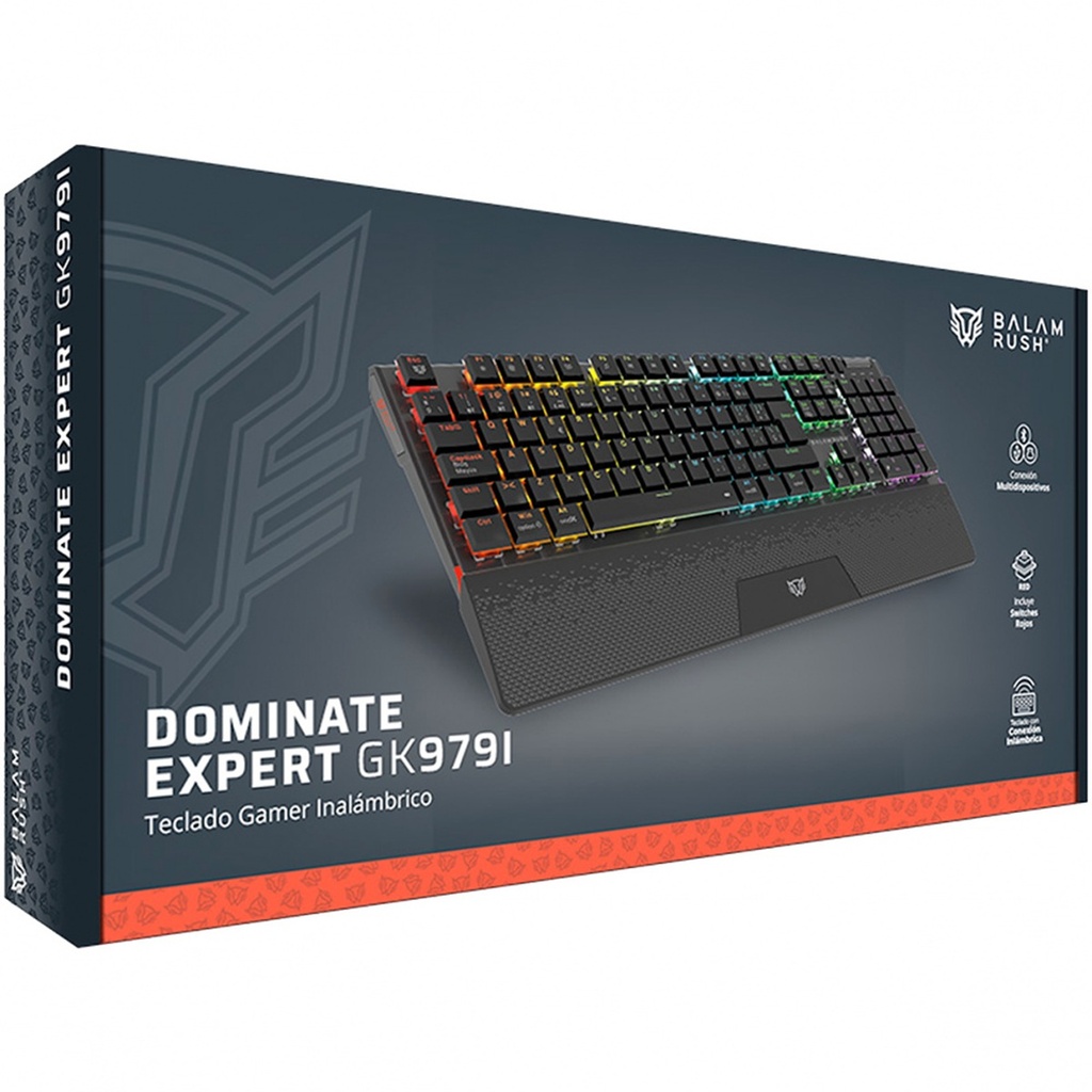 Teclado Mecánico Gamer Balam Rush Dominate Expert GK979I LED RGB Outemu Red RF Inalámbrico/Bluetooth Español 