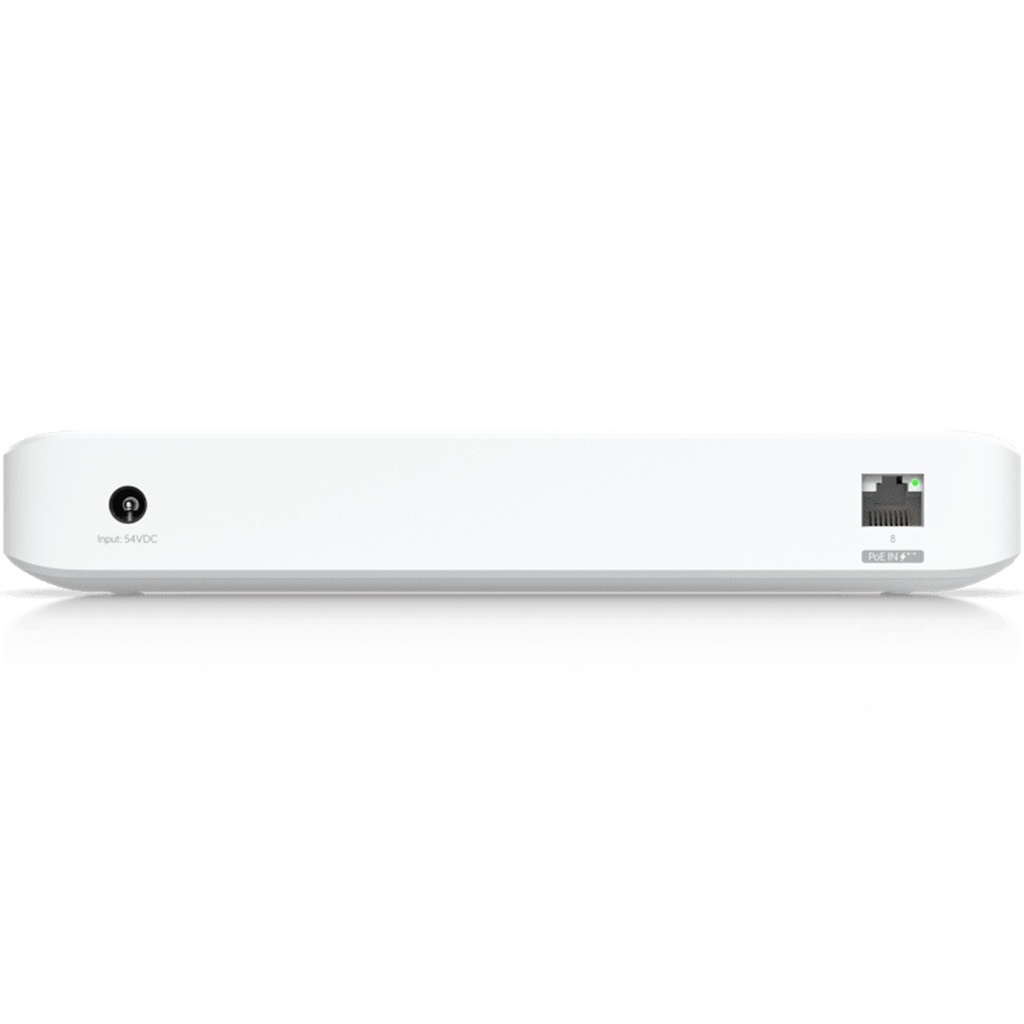 Switch de 8 Puertos GbE Ubiquiti USW Ultra 7 Puertos PoE+ y 1 Puerto Entrada PoE++ con Opciones de Montaje Versátiles