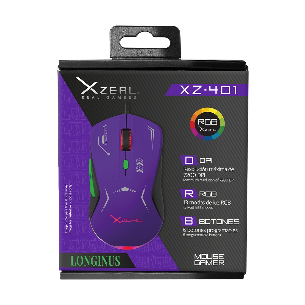 Mouse Gamer XZEAL Óptico XZ-401 Alámbrico USB A 7200DPI
