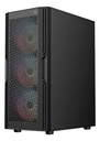 Gabinete balam rush gamer compact media torre dragonfly ventra gm570 / max mb atx sin fuente / 1x usb a 3.0 + 2x usb a 2.0 + 4xfan 120mm argb 4 pin / panel izq cristal + frente mesh / negro