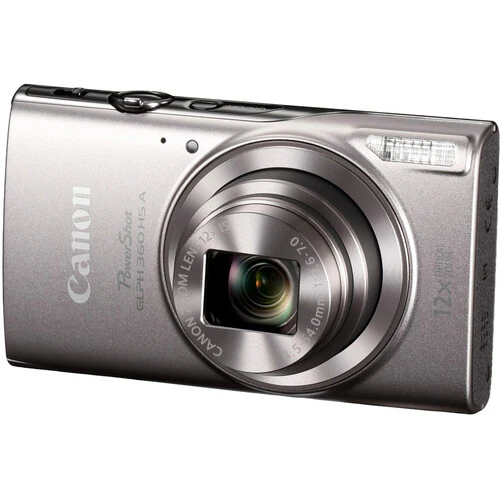Camara canon powershot elph 360hs a color plata con zoom óptico de 12x / 20mp y conexión wifi / nfc