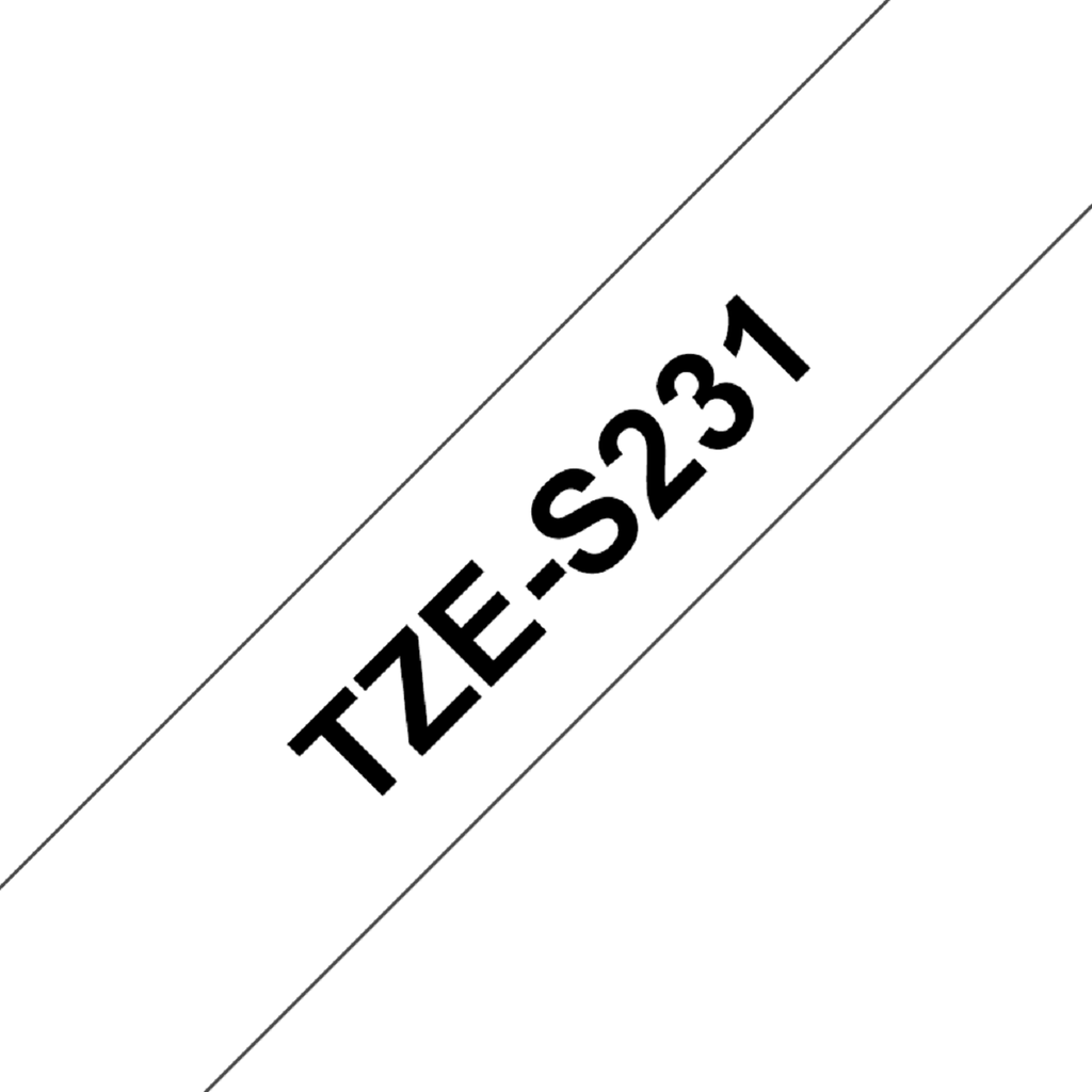 Cinta Brother TZES231 Negro sobre Blanco 12mm x 8m