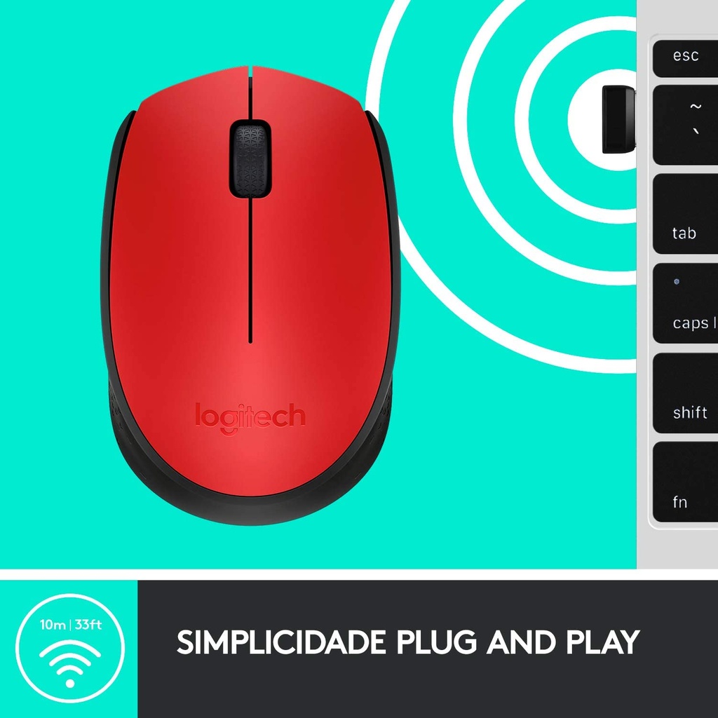 Mouse Logitech Óptico M170 Inalámbrico Usb 3 Botones alcance 10m