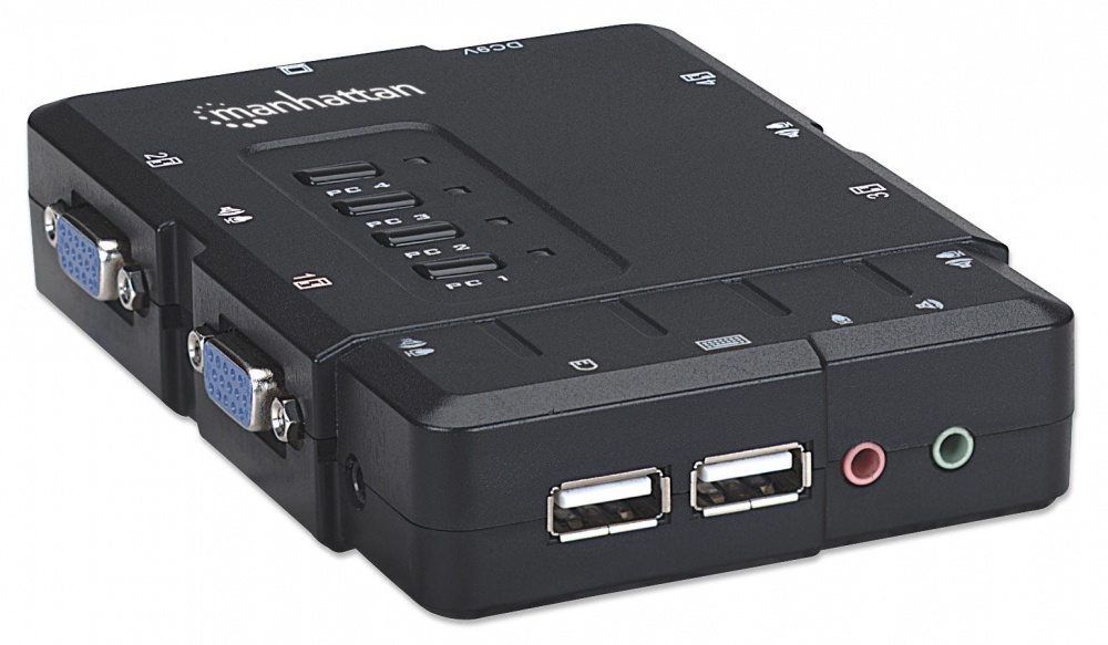 Switch KVM conmutador Manhattan de 4 Puertos USB VGA