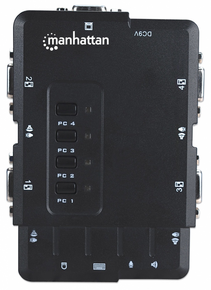 Switch KVM conmutador Manhattan de 4 Puertos USB VGA