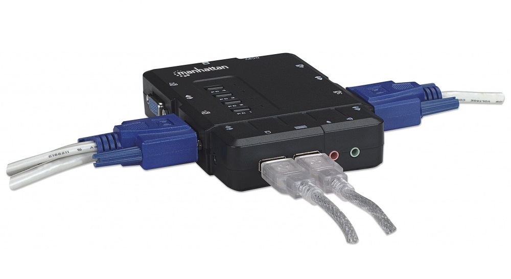Switch KVM conmutador Manhattan de 4 Puertos USB VGA