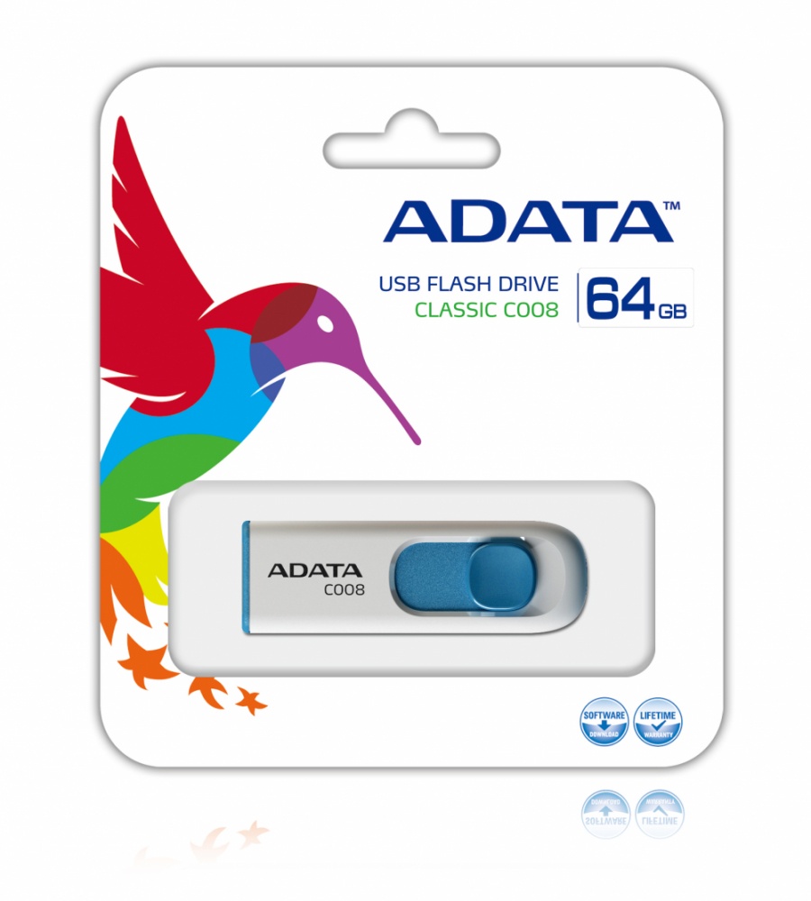 Memoria USB Adata C008 64GB USB 2.0 Azul/Blanco (ac008-64g-rwe)