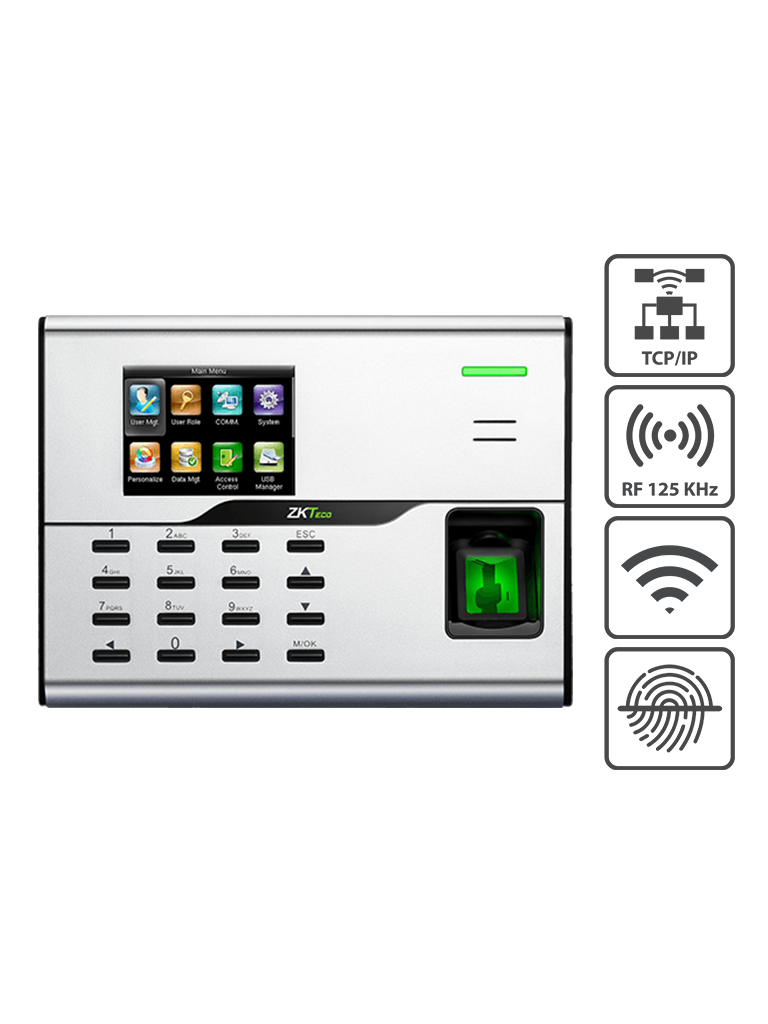 Control de Asistencia ZKTeco UA860 Biométrico de Huella Digital pantalla de 2.8" soporta 3,000 Huellas 3,000 Tarjetas 50000 tran