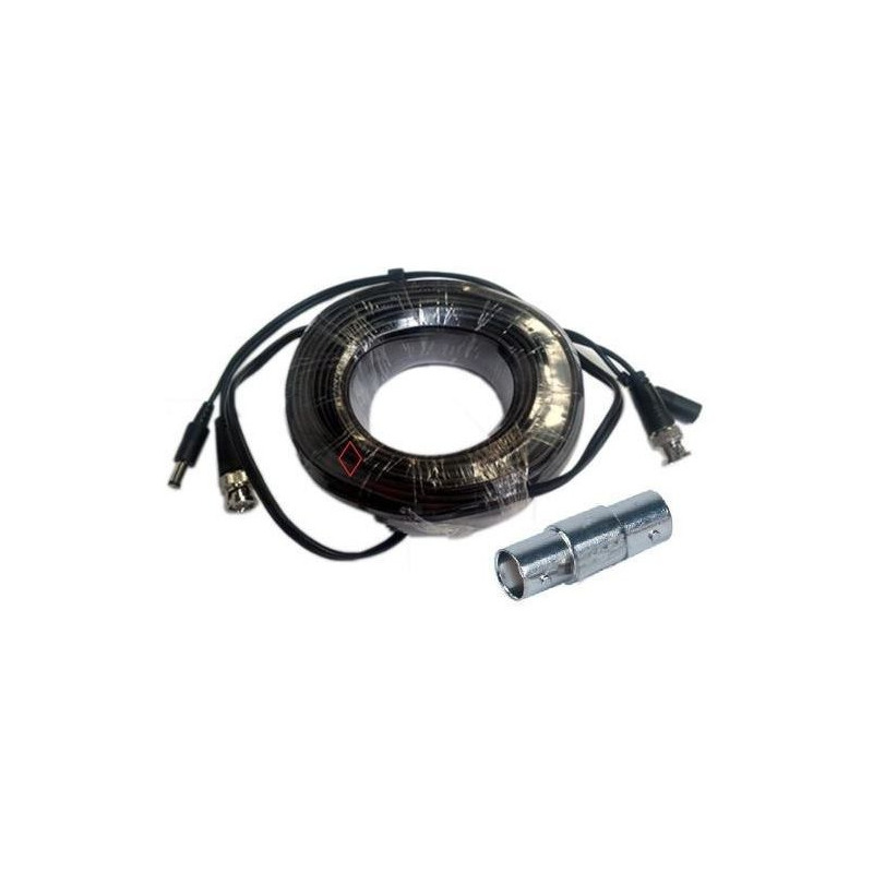 Cable de video y energia de 20 mts saxxon coaxial siames bnc macho