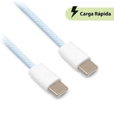 Cable brobotix carga rapida usb-c a usb-c v3.0 tejido, 1.0 m, color azul