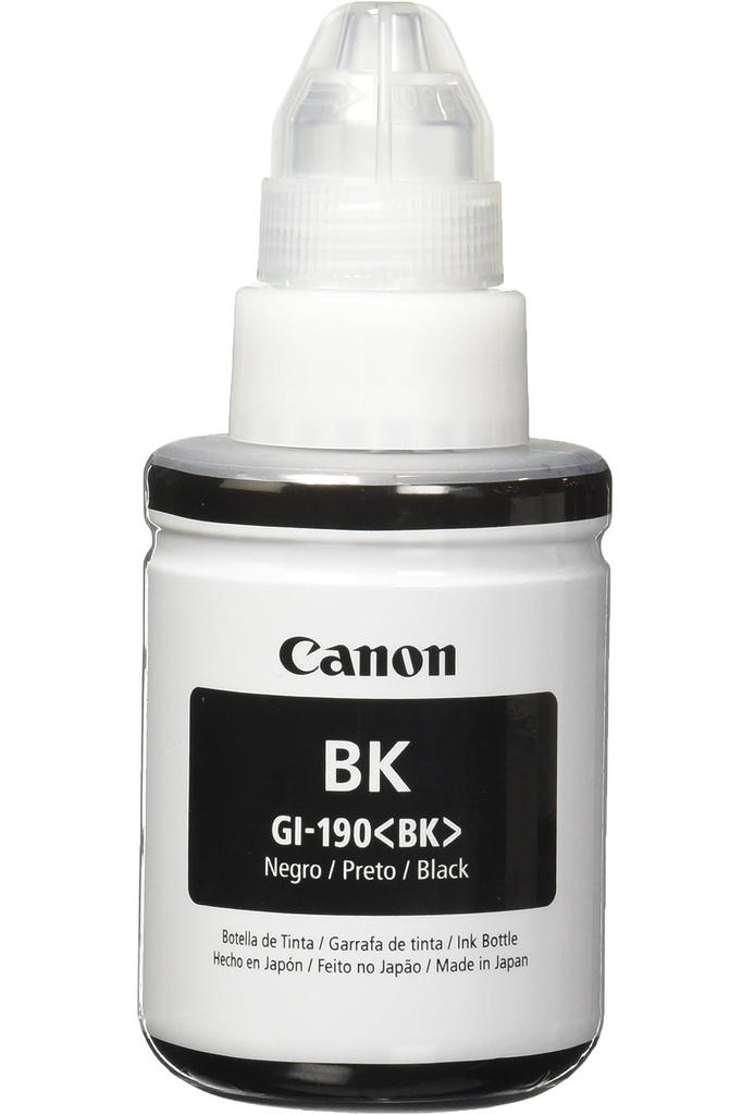 Tanque De Tinta Canon GI-190 Negro 70ml Rinde 6000 Páginas