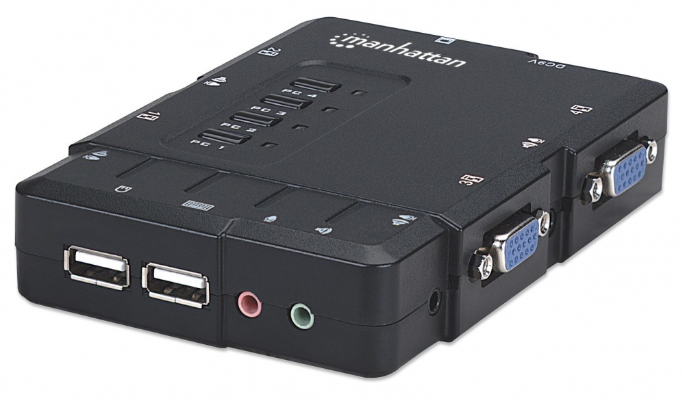 Switch Manhattan KVM de 4 Puertos USB VGA