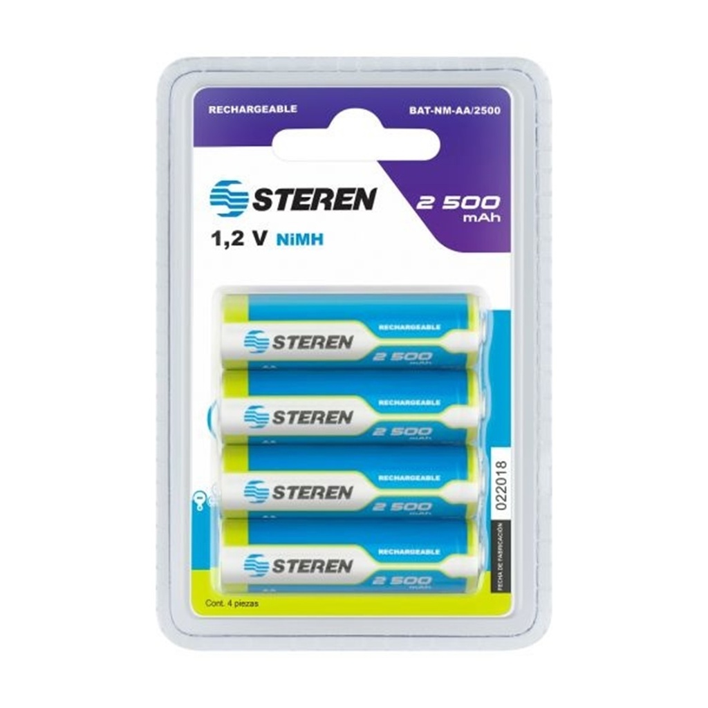 Batería Recargable AA Steren BAT-NM-AA/2500 1.2V 4 Piezas