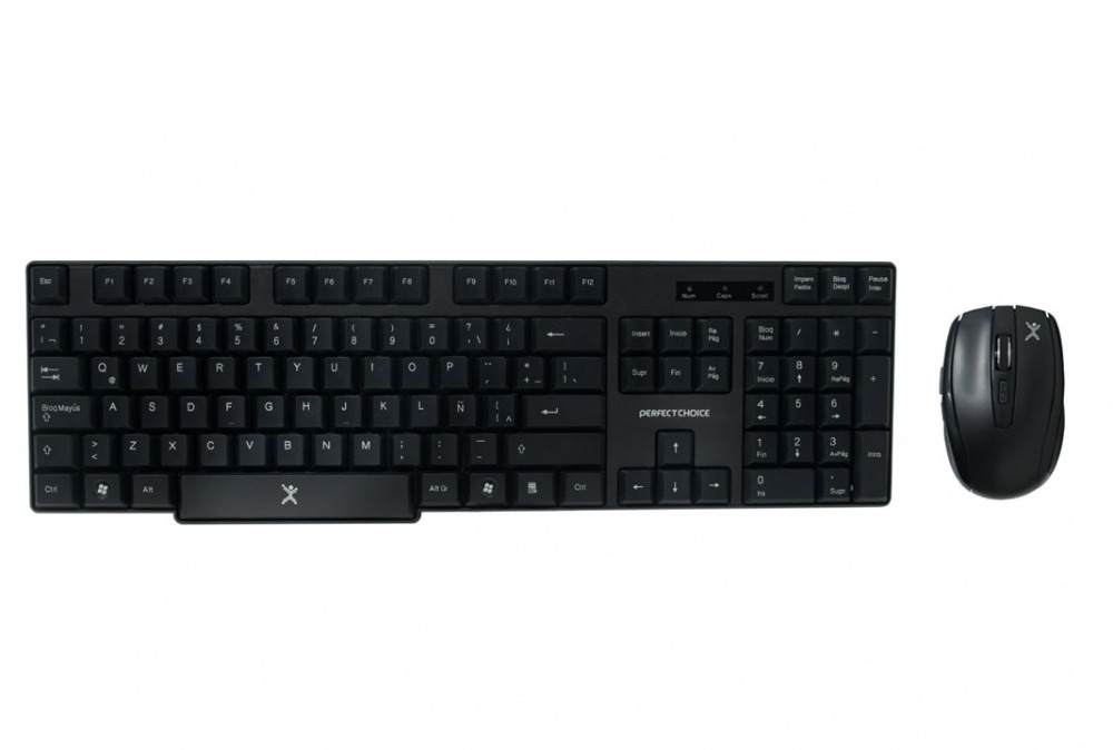 Teclado antiderrames mouse optico perfect choice inalambrico usb negro
