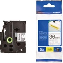 Cinta laminada brother extra adhesivo texto negro sobre cinta blanca 36mmx8m