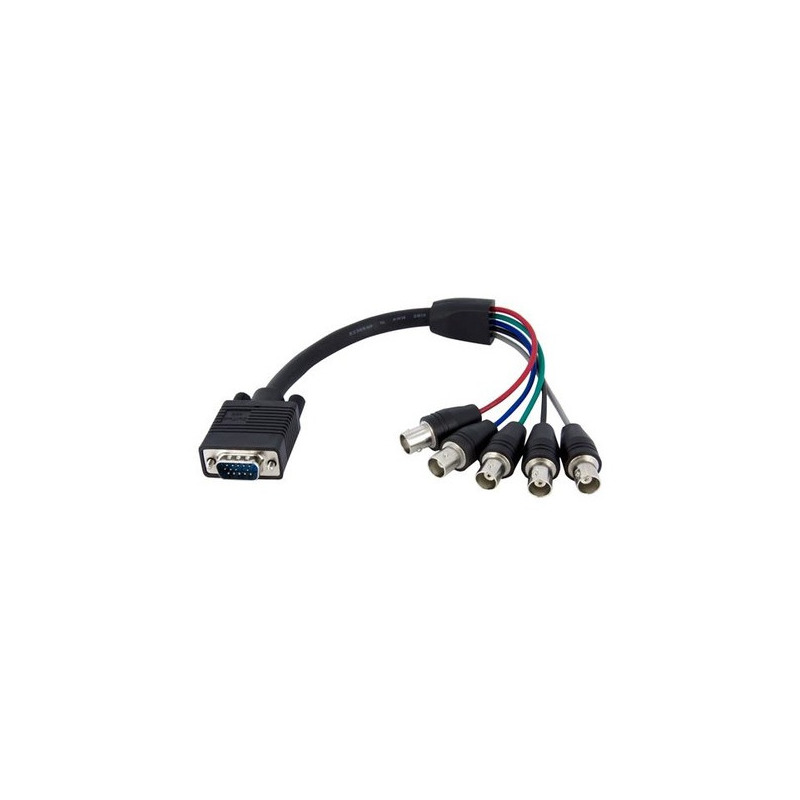Cable de 30 cm coaxial para monitor hd15 vga a 5 bnc rgbhv - macho a hembra (vgabncmf1) - startech.com mod. vgabncmf1