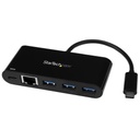 Hub USB StarTech USB C 3.0 Macho - 3x USB A 3.0/ 1x RJ-45 5000 Mbit/s